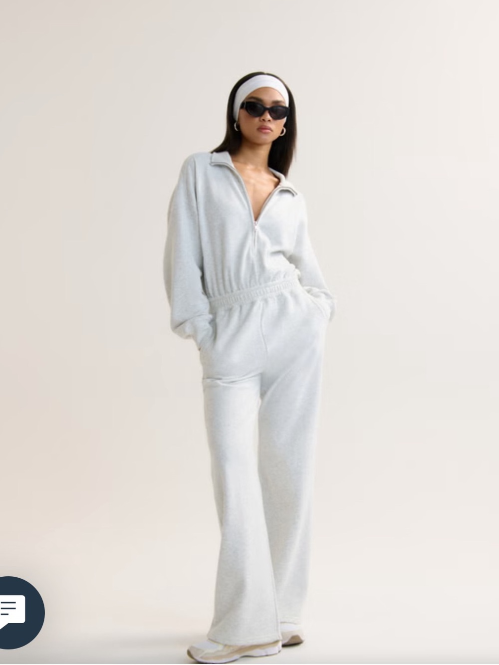 Abercrombie & Fitch Long-Sleeve Half-Zip Fleece Jumpsuit, Size MP